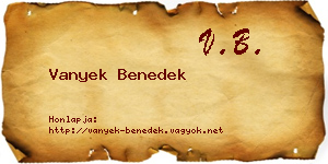 Vanyek Benedek névjegykártya